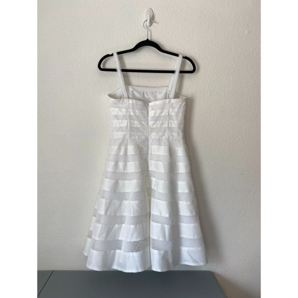 White House Black Market women's 6 white fit and flare striped knee length dress - Picture 5 of 10